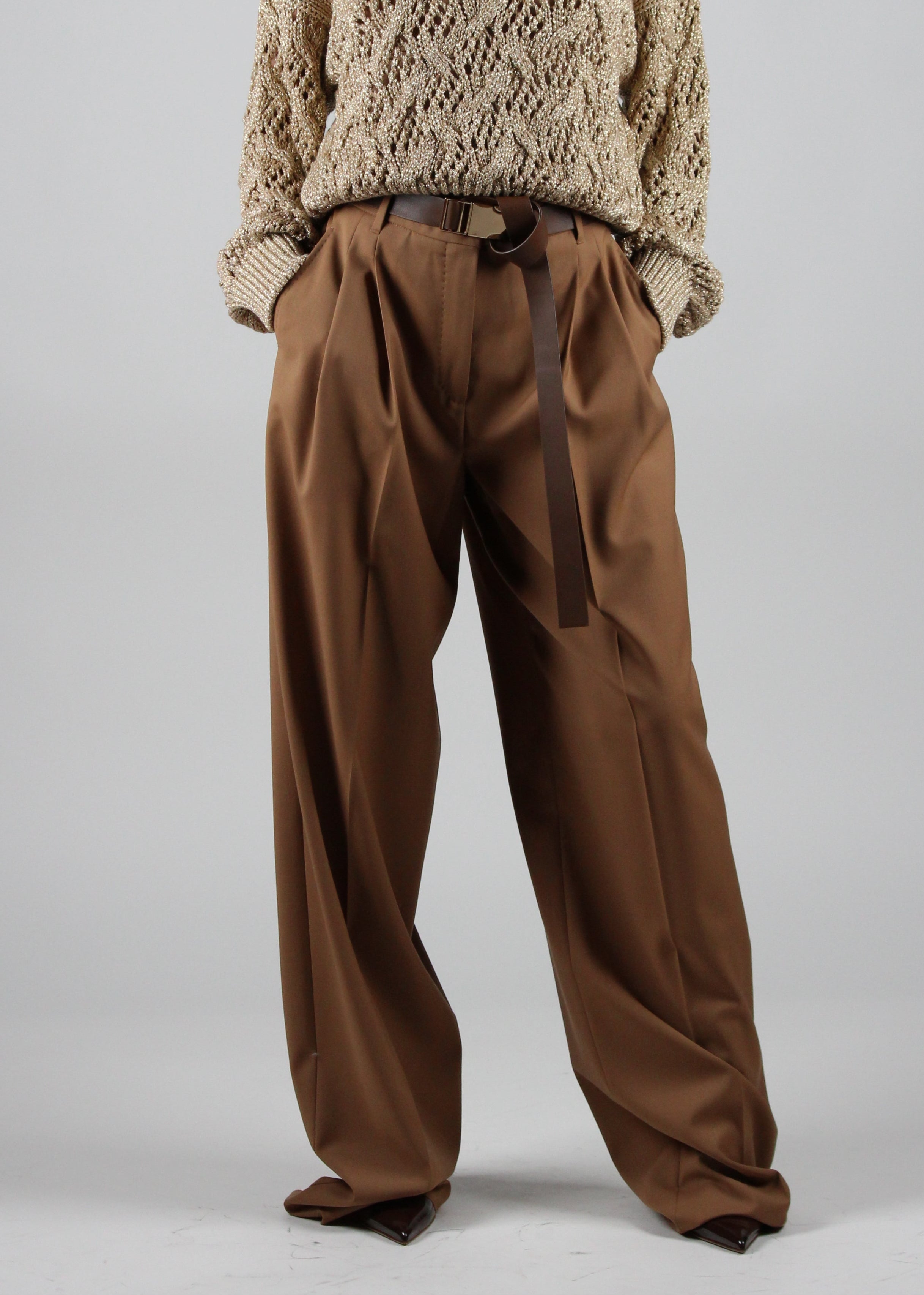 FW25-2526136061-026 BERGAMO PANTALONE IN TELA DI LANA VISONE