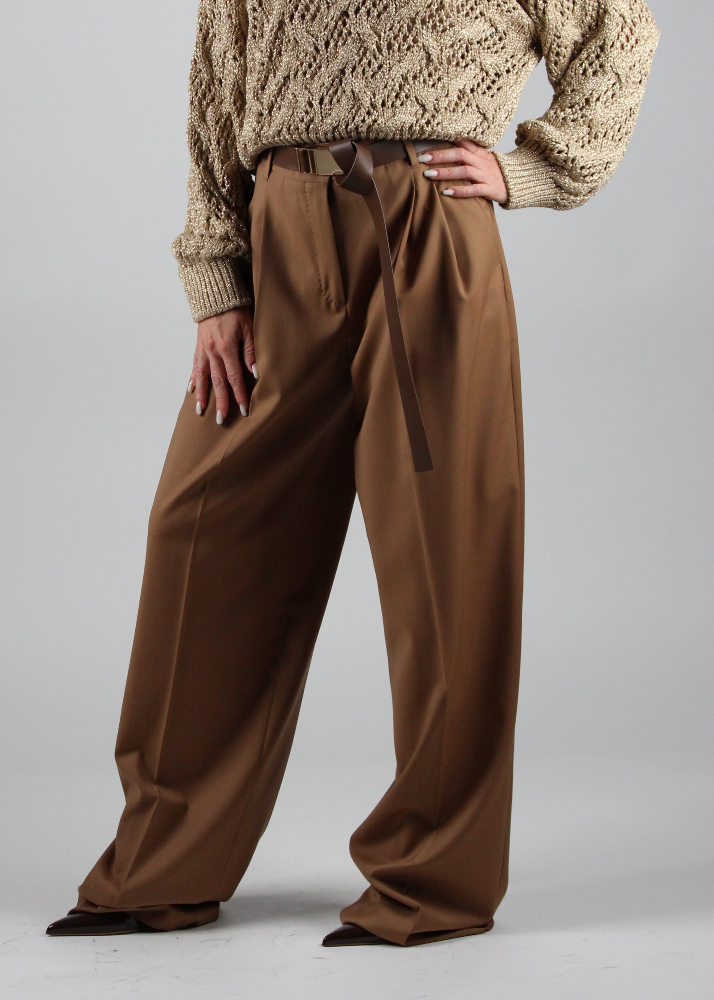 FW25-2526136061-026 BERGAMO PANTALONE IN TELA DI LANA VISONE