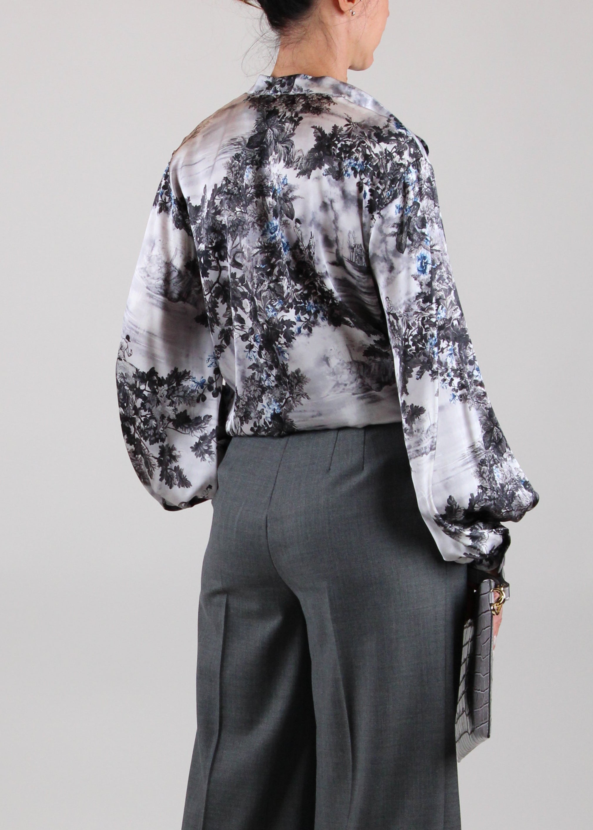 FW25-252MMOSH030_256MO02 CAMICIA AGATHA IN RASO STRETCH STAMPATO - MULTICOLOR ARGENTO