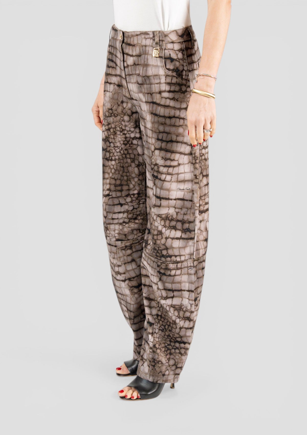 SS26-PJ31D61E2 JEANS IN DRILL CON STAMPA ALLIGATORE