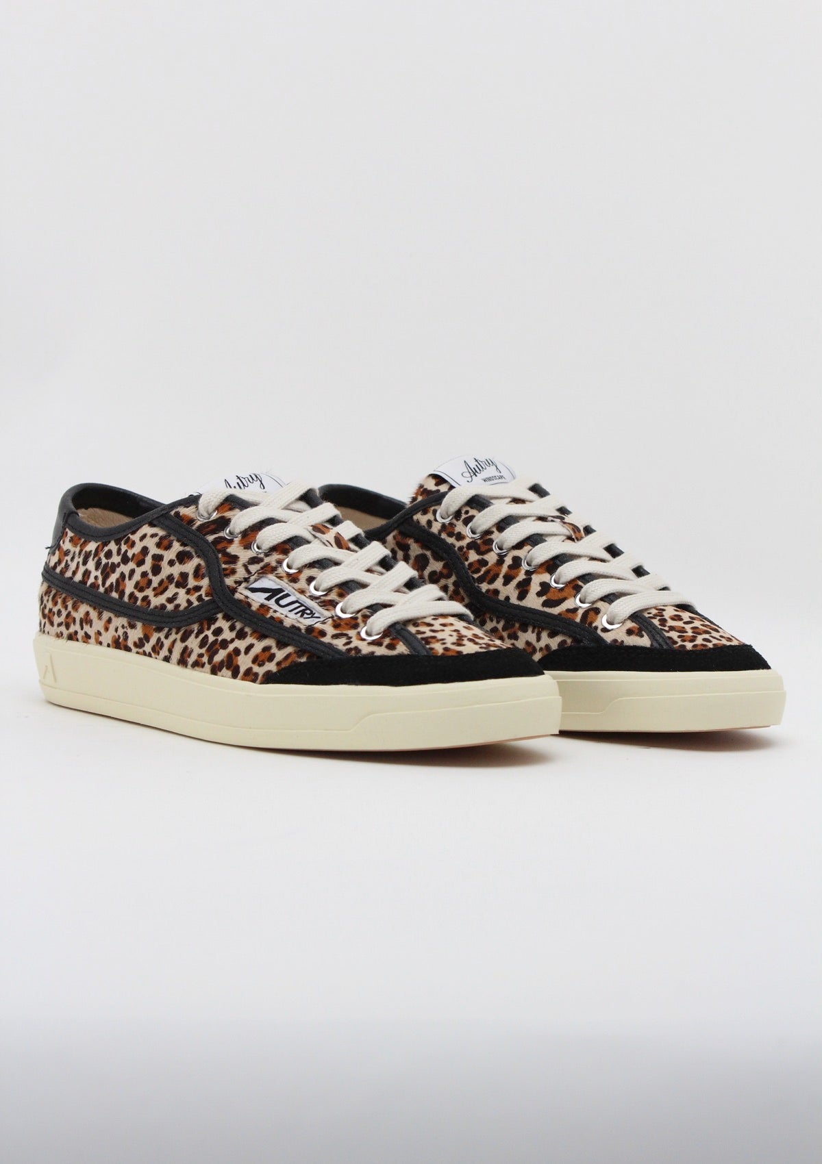 SCLWJL01  WINDSCAPE  SNEAKERS DONNA LOW EFFETTO CAVALLINO LEOPARD E NERO