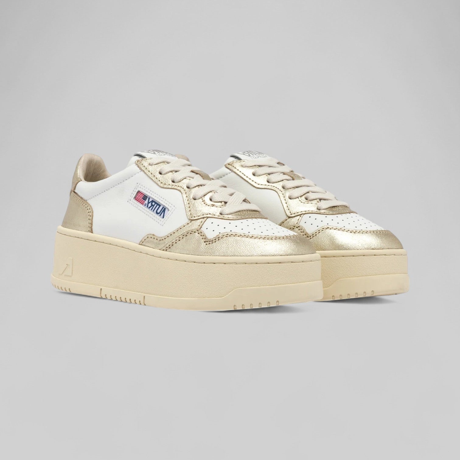 SNEAKERS PTLW-WB16 PLATFORM  LOW LEAT/LEAT  WHT/PLATINUM
