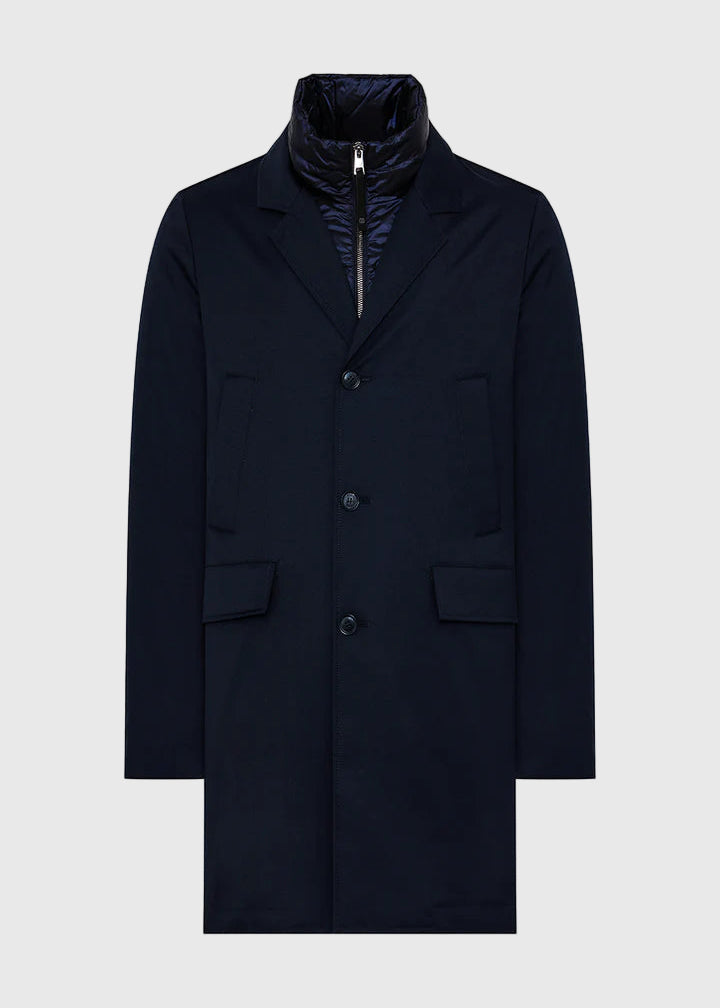 FW25-SPENCER-STELVIO CAPPOTTO CON IMBOTTITURA IN PIUMA COLORE BLU NAVY