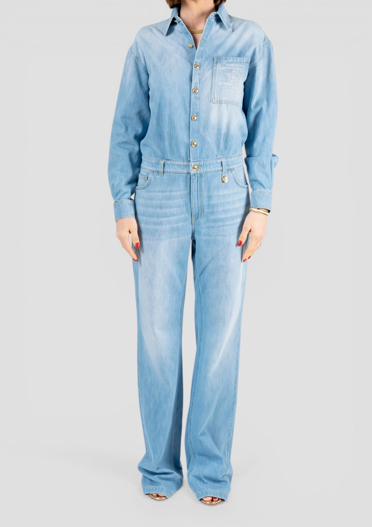 SS26-TJ44D61E2 TUTA IN DENIM CON DETTAGLIO LETTERING