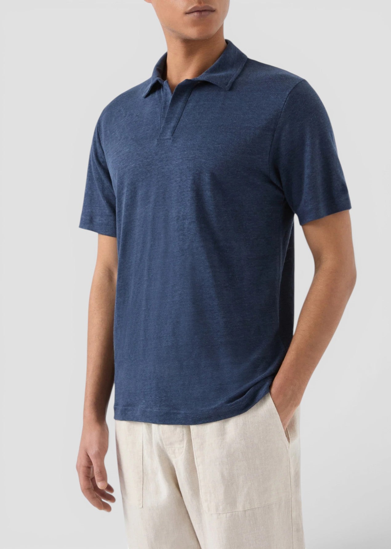 SS26-FRS0001 - 00119L POLO FRASER - LINEN 61 BLUE NAVY