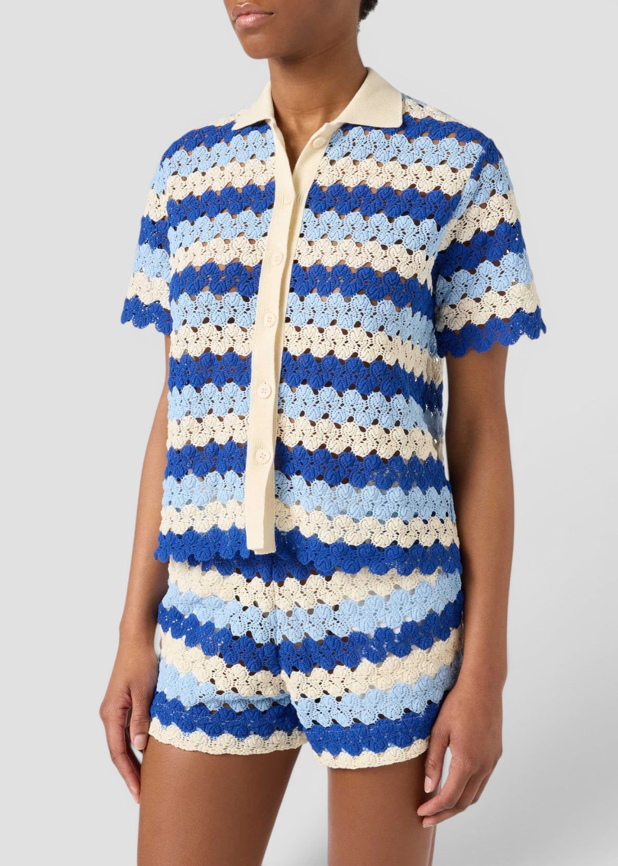 SS26-MOE0001 - 00585L CAMICIA MONET - CROCHET STRIPES WAVE 6131