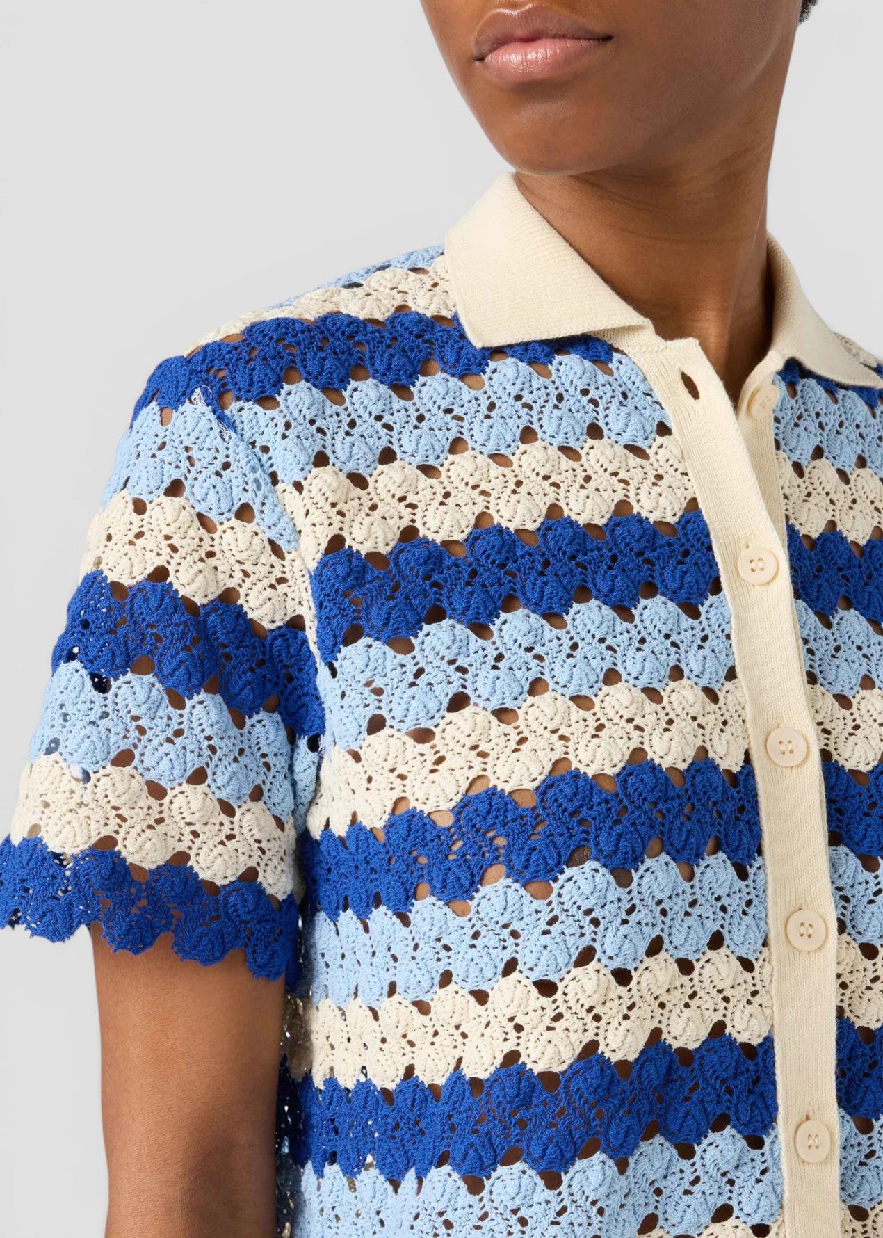 SS26-MOE0001 - 00585L CAMICIA MONET - CROCHET STRIPES WAVE 6131