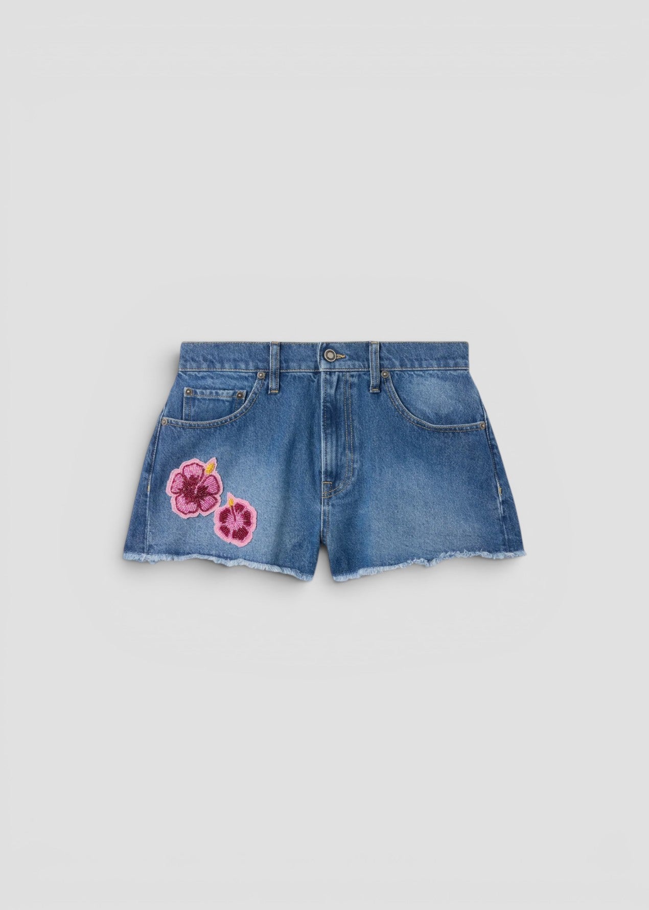 SS26-MUS0001 - 02196L JEANS CORTI MUSA - DENIM M HIBISCUS PATCH
