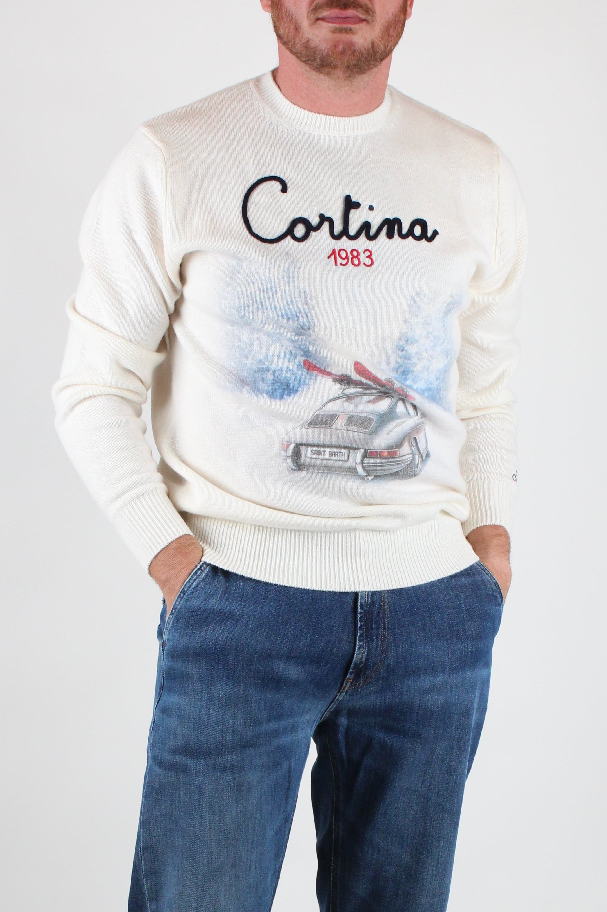 FW25-HER0022-00389I MAGLIONE UOMO  HERON PRINT-CORTINA ROAD 10 EMB