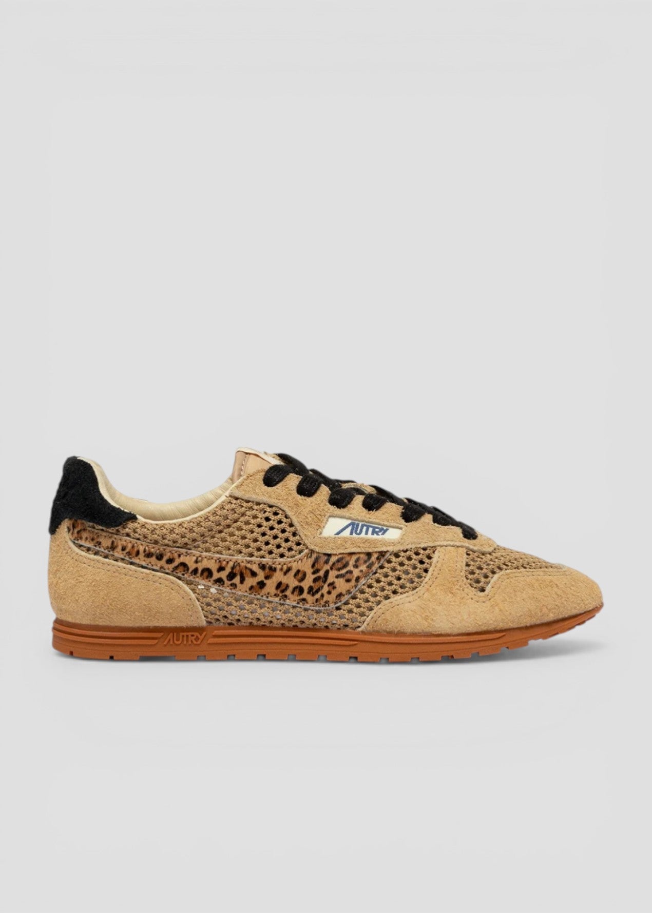 WSLW-KP01  SNEAKERS DONNA WINSPIN  KNITTED/SUEDE/PONY TRENCH/LEOPARD/BLACK