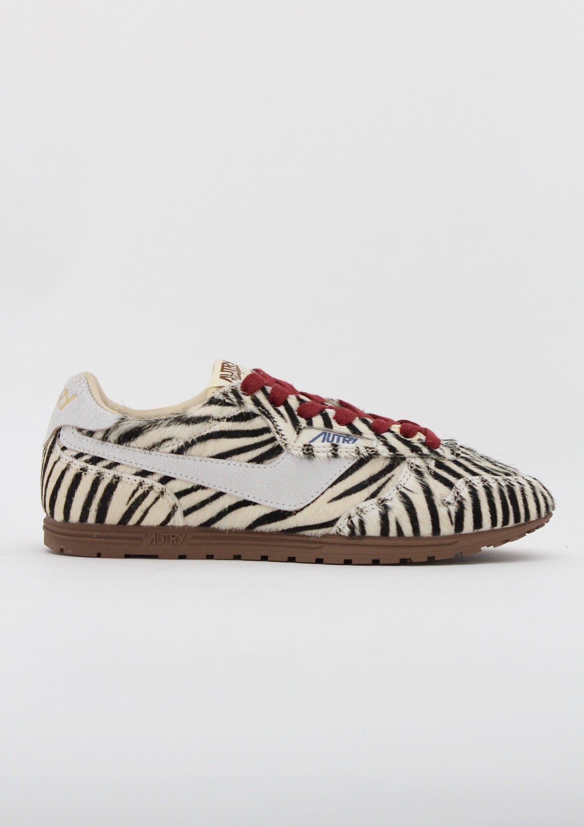 WSLW PZ01 SNEAKERS DONNA AUTRY WINDSPIN LOW - MOTIVO ZEBRA / CAVALLINO ANIMALIER E DETTAGLI BORDEAUX