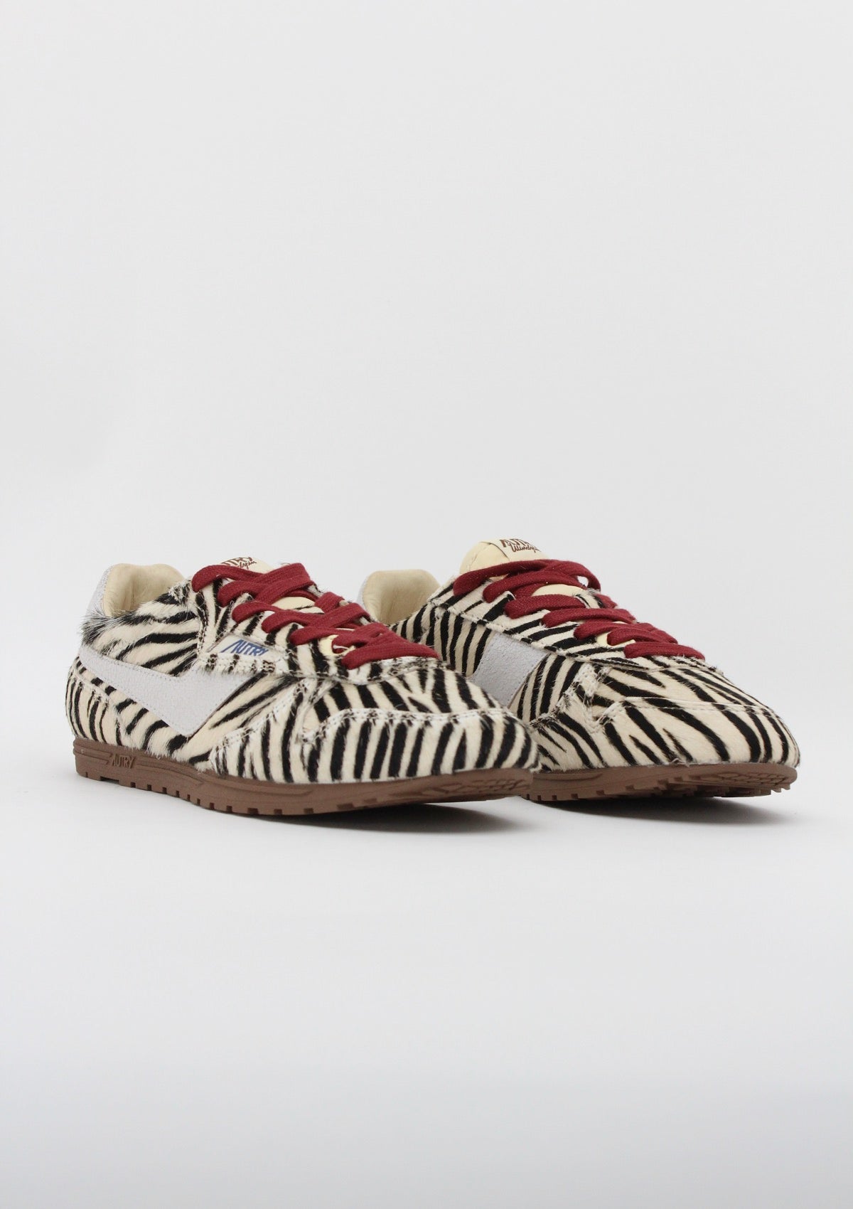 WSLW PZ01 SNEAKERS DONNA AUTRY WINDSPIN LOW - MOTIVO ZEBRA / CAVALLINO ANIMALIER E DETTAGLI BORDEAUX