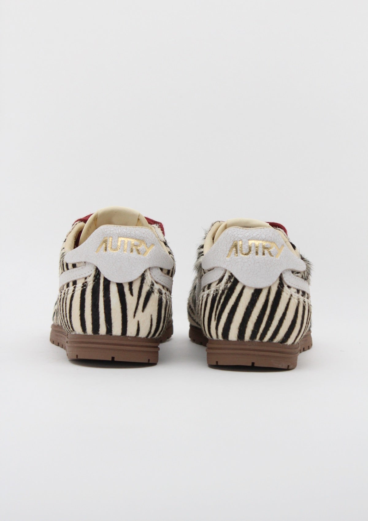 WSLW PZ01 SNEAKERS DONNA AUTRY WINDSPIN LOW - MOTIVO ZEBRA / CAVALLINO ANIMALIER E DETTAGLI BORDEAUX