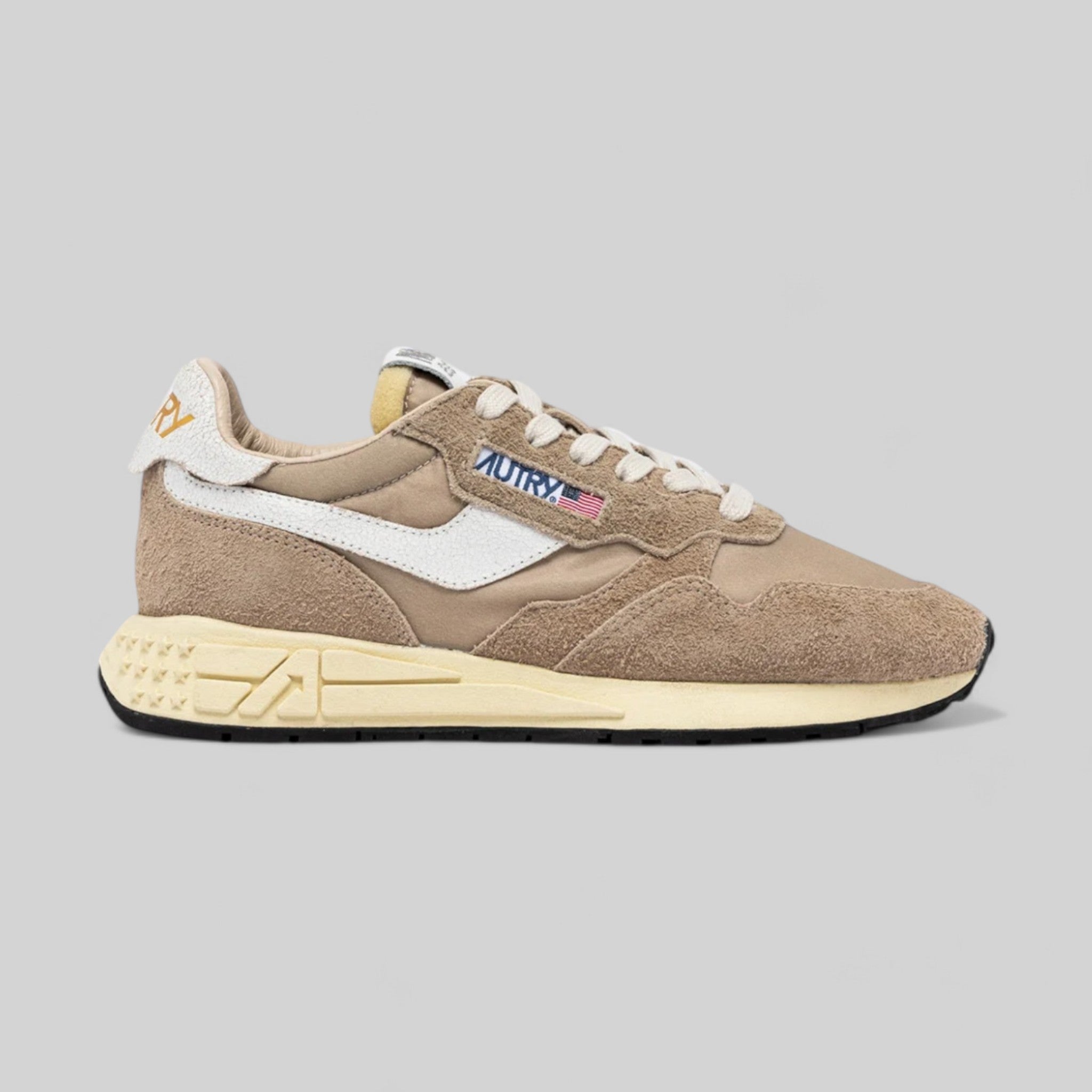 SNEAKERS WWLW-NC08 REELWIND LOW IN NYLON E PELLE CRAQUELE PEPPER E BIANCA