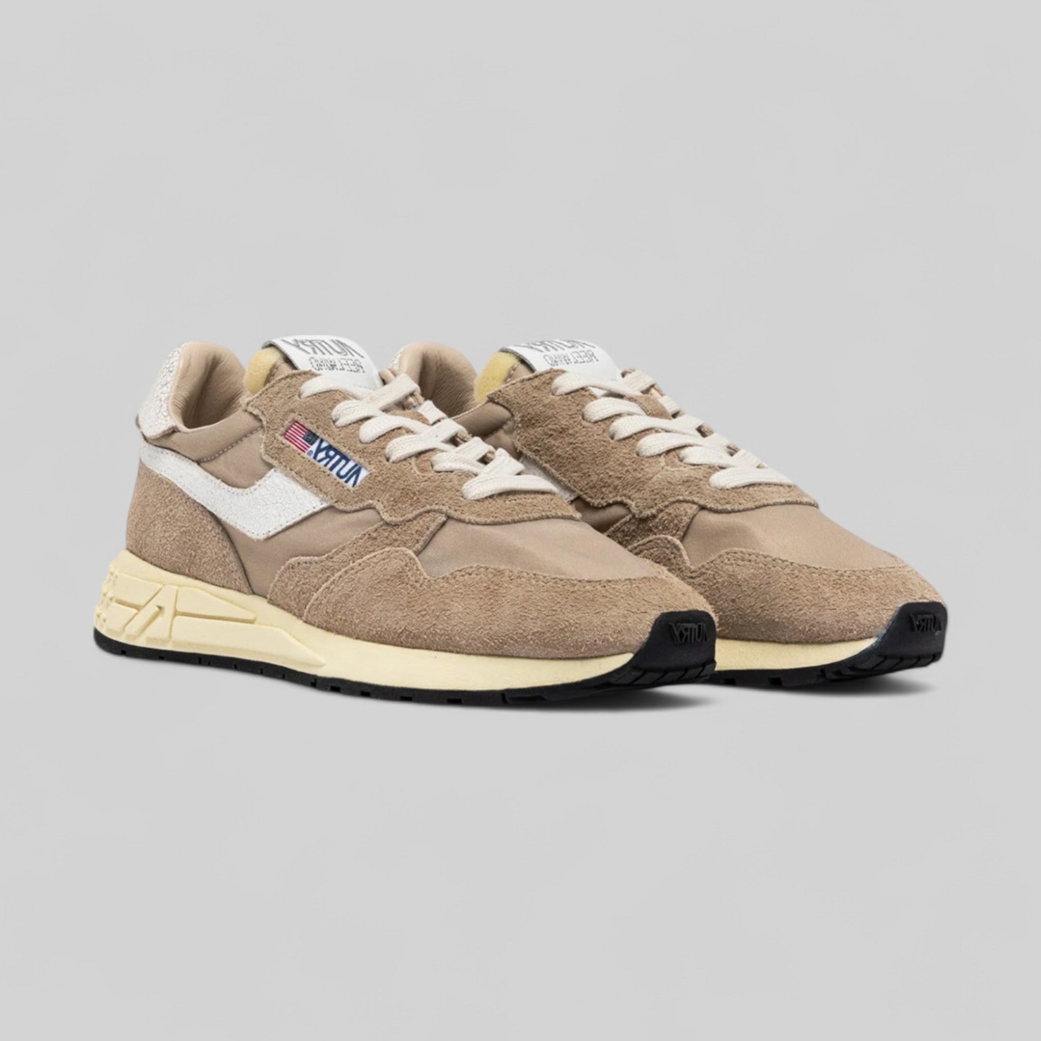 SNEAKERS WWLW-NC08 REELWIND LOW IN NYLON E PELLE CRAQUELE PEPPER E BIANCA