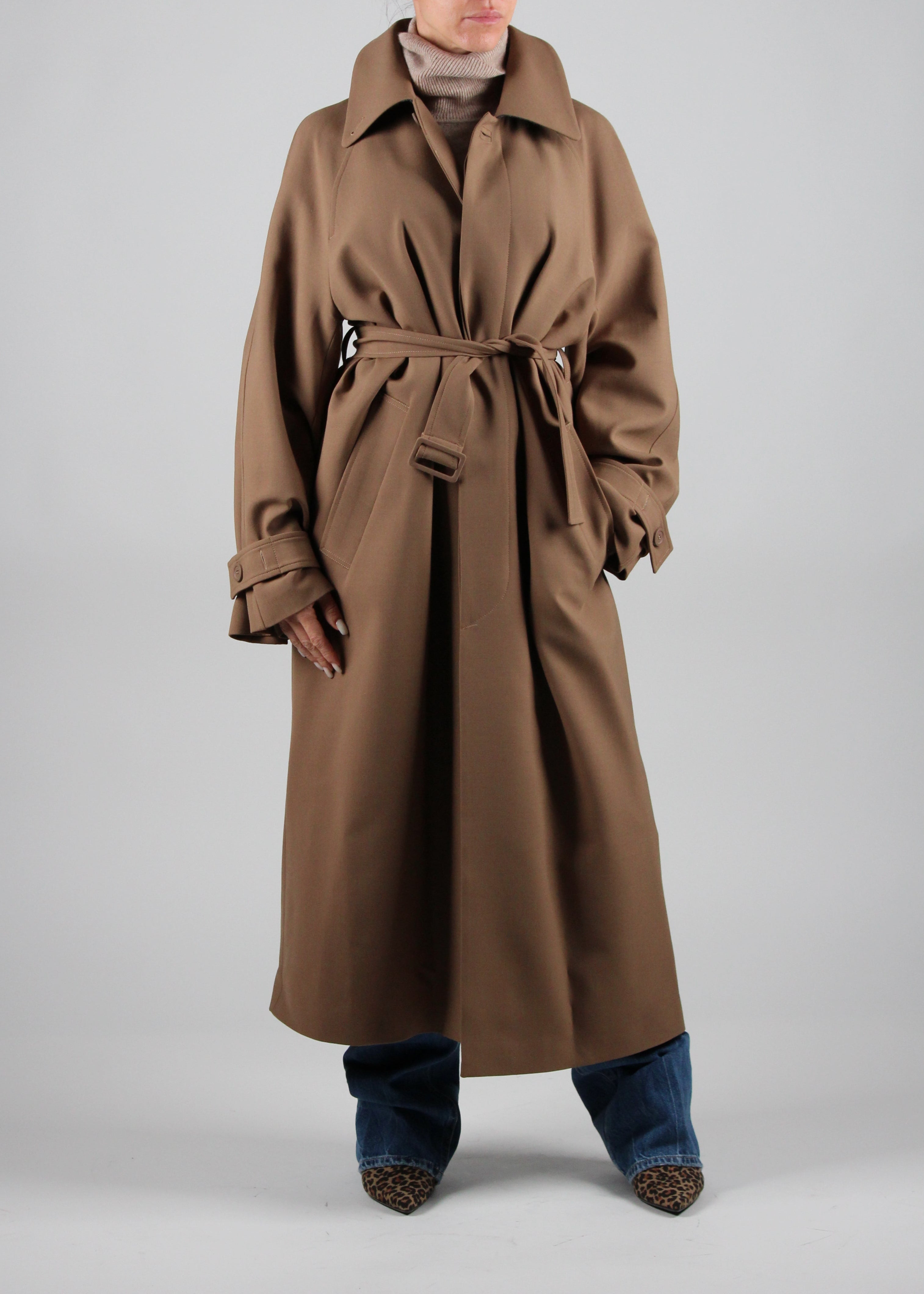 FW25-Y5WI14  TRENCH BEATRIX IN FRESCO DI LANA COLORE CAMMELLO