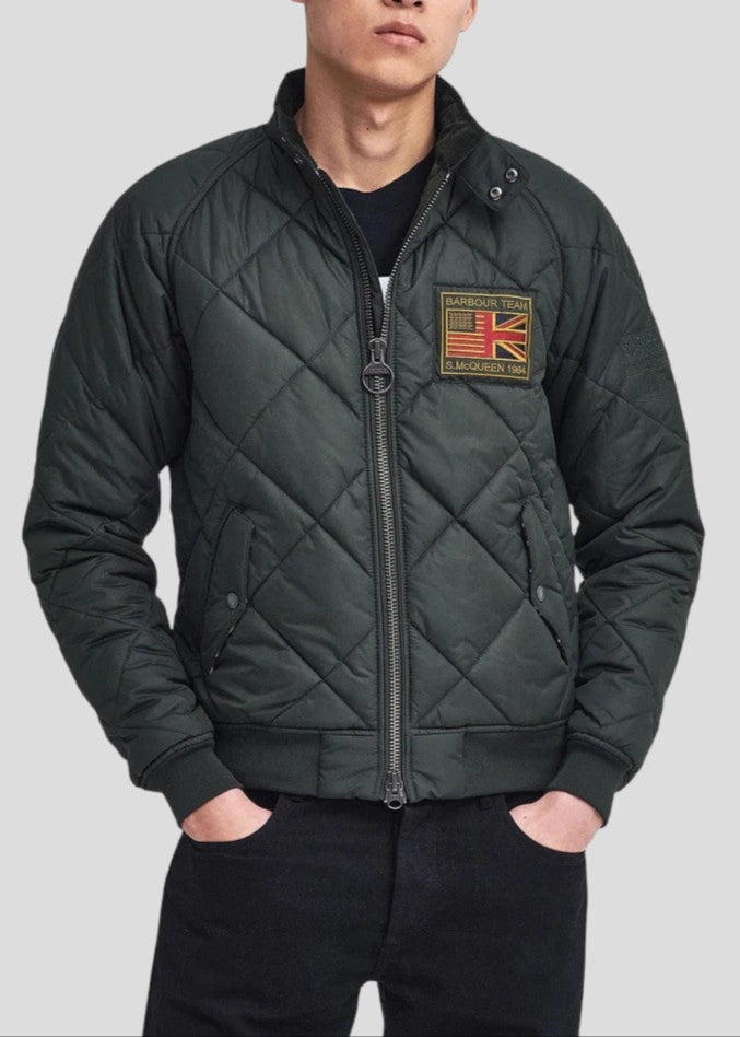 FW25-MQU1326GN91  BOMBER CON TRAPUNTA COLORE GREEN