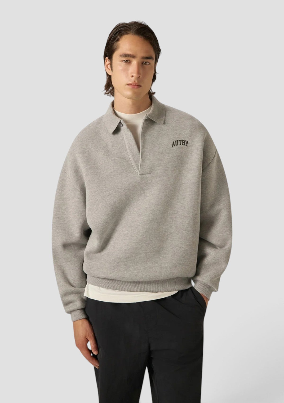 SWPX 117D FELPA POLO UNISEX  GRIGIO MELANGE