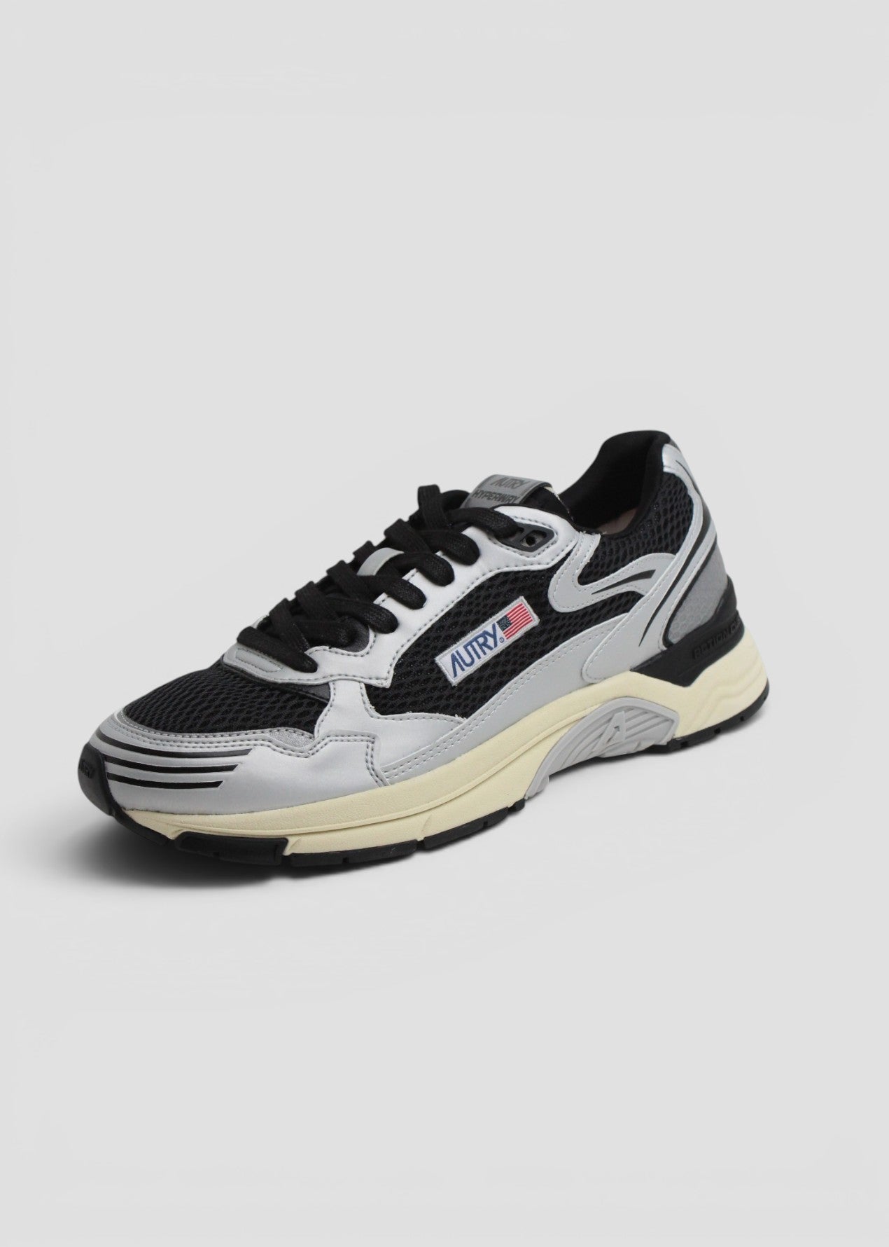 SS26-HYLM-MV09 SNEAKERS UOMO  HYPERWAY MESH/MIRROR  SILVER/BLACK/BLACK