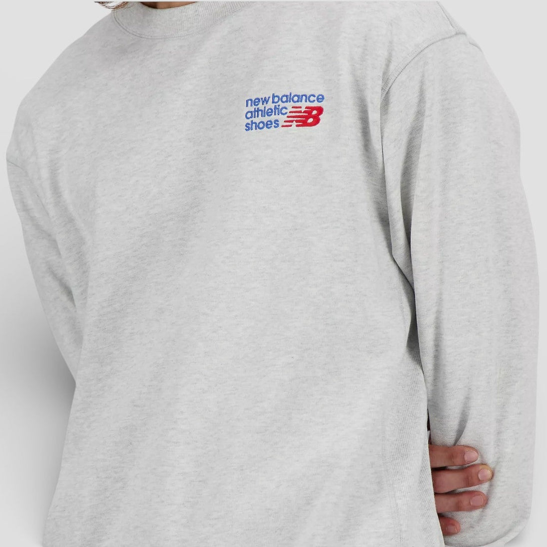 SS26-MT41547AHH FELPA SENZA CAPPUCCIO ATHLETIC PREMIUM LOGO CREW COL.ASH HEATHER