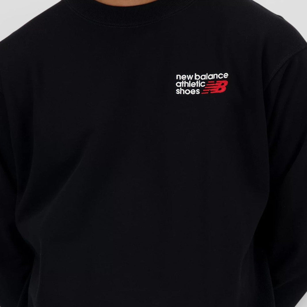 SS26-MT41547BK FELPA SENZA CAPPUCCIO ATHLETIC PREMIUM LOGO CREW COL.NERO