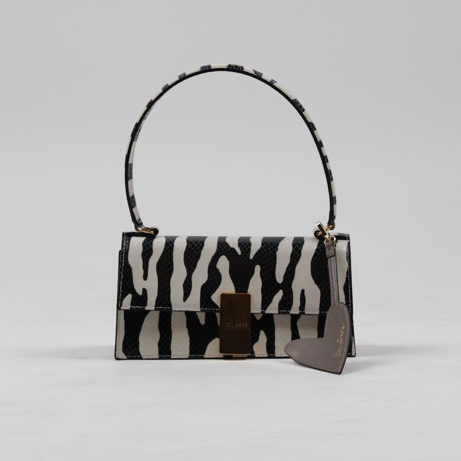 BORSA NINA COL.BLACK/WHITE IN VITELLO STAMPA ZEBRA