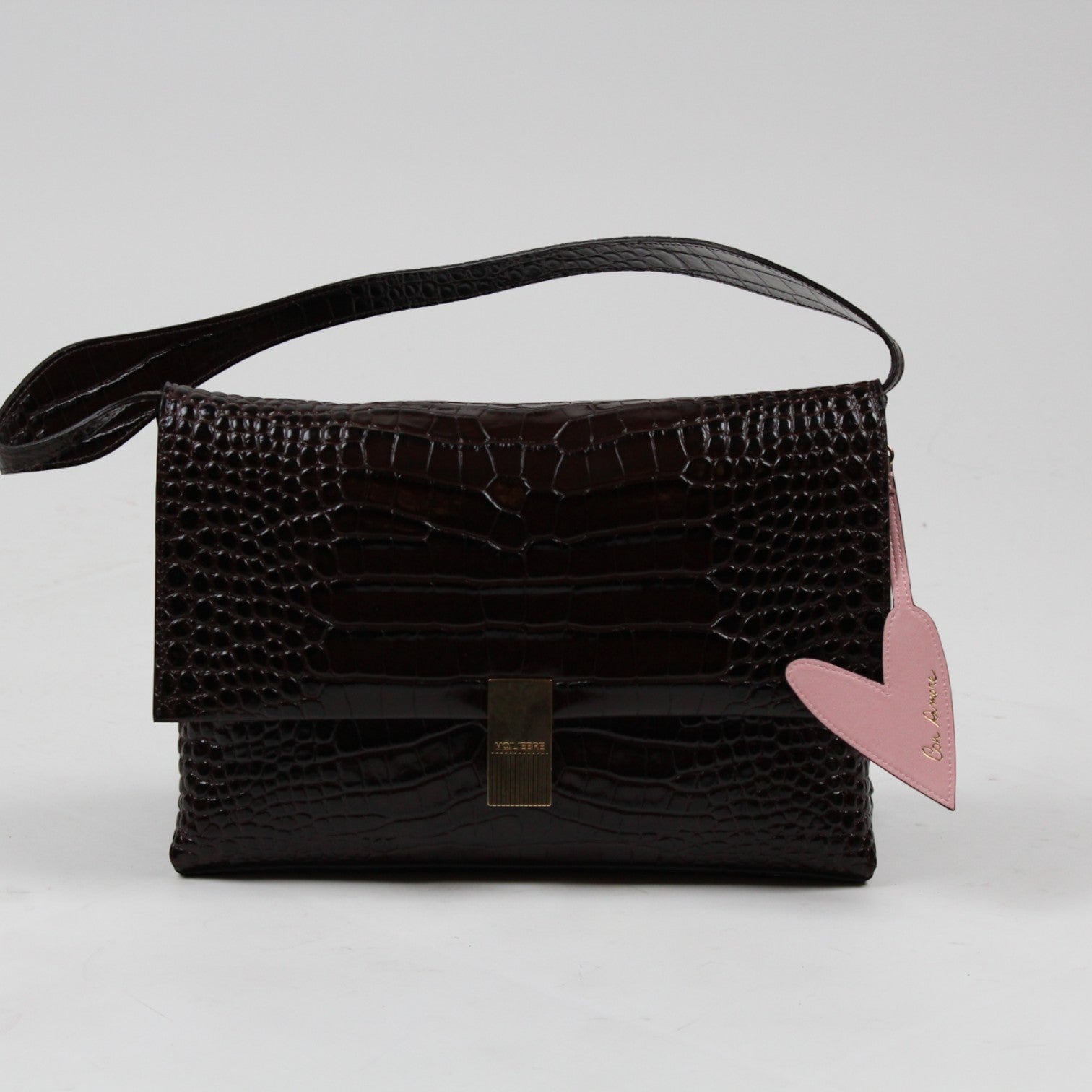 BORSA OLIVIA COL.BROWN IN VITELLO STAMPA COCCO