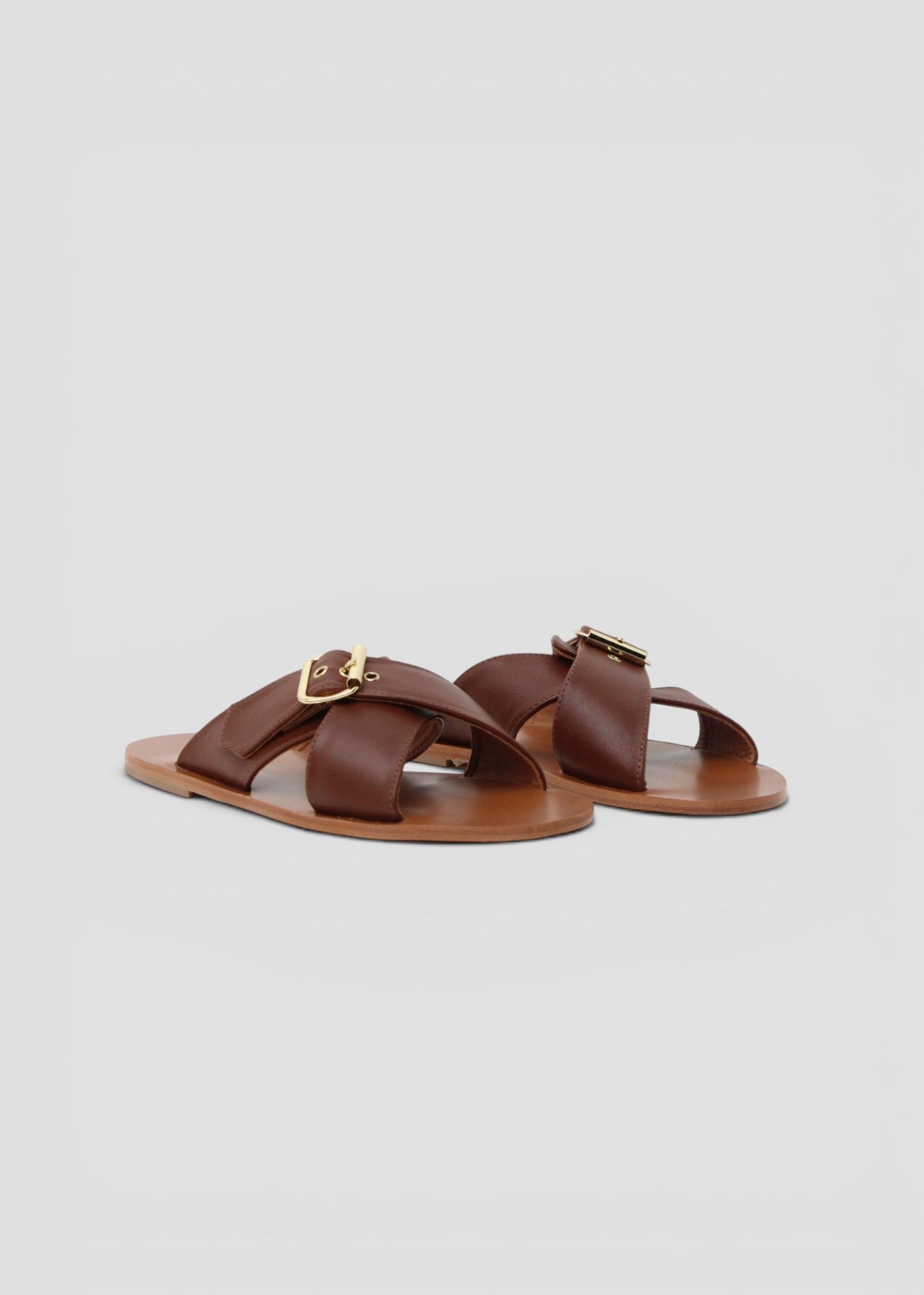 SS26-9426794  VASTO FLAT SANDALO  IN  PELLE COLOR BRANDY